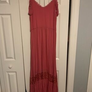 Joyfolie Pink Tiered Maxi Dress